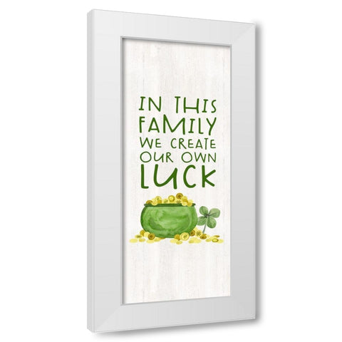 Shamrock  Rainbows vertical I-Create our Luck White Modern Wood Framed Art Print by Reed, Tara