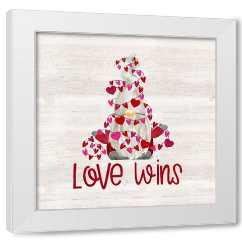 Valentine  Gnomes VII-Love Wins White Modern Wood Framed Art Print by Reed, Tara