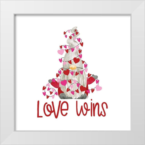 Valentine  Gnomes on white VII-Love Wins White Modern Wood Framed Art Print by Reed, Tara
