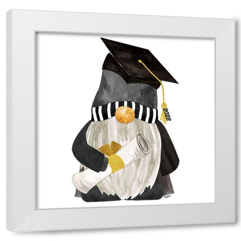 Graduation Gnome I White Modern Wood Framed Art Print by Reed, Tara