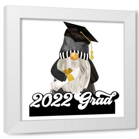 Graduation Gnome III White Modern Wood Framed Art Print by Reed, Tara