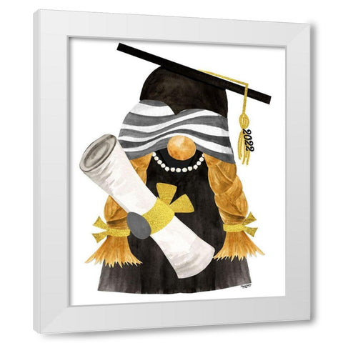 Graduation Gnome portrait I White Modern Wood Framed Art Print by Reed, Tara