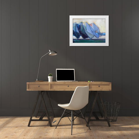 Boats Waiting White Modern Wood Framed Art Print by Marie, Susanne