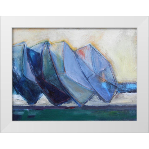 Boats Waiting White Modern Wood Framed Art Print by Marie, Susanne