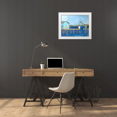 Fishing Dock White Modern Wood Framed Art Print by Marie, Susanne