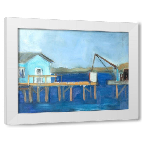 Fishing Dock White Modern Wood Framed Art Print by Marie, Susanne