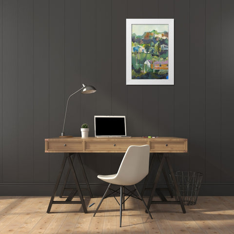 Home Away White Modern Wood Framed Art Print by Marie, Susanne