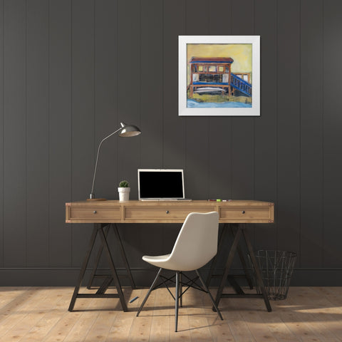The Boathouse White Modern Wood Framed Art Print by Marie, Susanne
