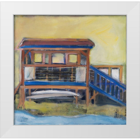 The Boathouse White Modern Wood Framed Art Print by Marie, Susanne