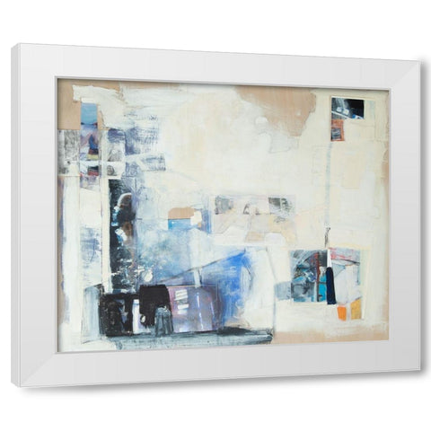 Shifting Blues White Modern Wood Framed Art Print by Marie, Susanne