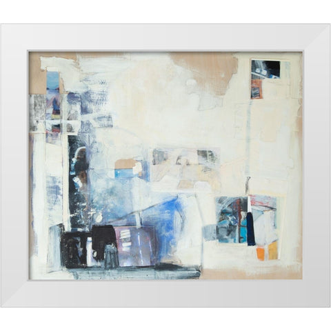 Shifting Blues White Modern Wood Framed Art Print by Marie, Susanne