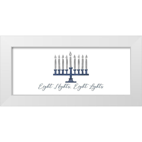 Hanukkah Lights panel I-8 Nights 8 Lights White Modern Wood Framed Art Print by Reed, Tara