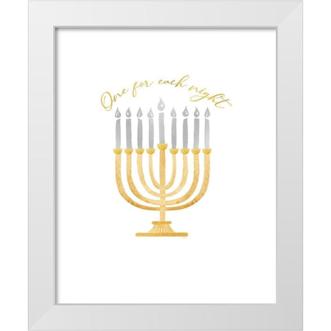 Hanukkah Lights portrait II-One for Each Night White Modern Wood Framed Art Print by Reed, Tara