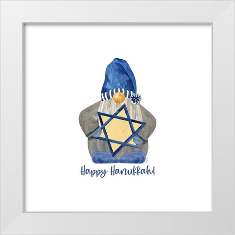 Hanukkah Gnomes III-Star of David White Modern Wood Framed Art Print by Reed, Tara