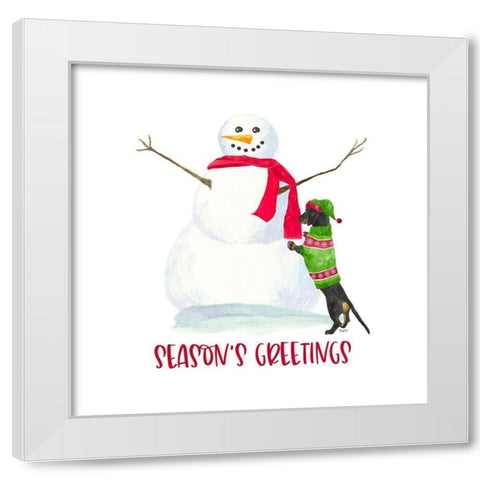 Dog Days of Christmas icon III-Seasons Greetings White Modern Wood Framed Art Print by Reed, Tara