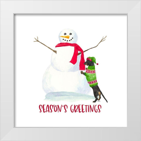 Dog Days of Christmas icon III-Seasons Greetings White Modern Wood Framed Art Print by Reed, Tara