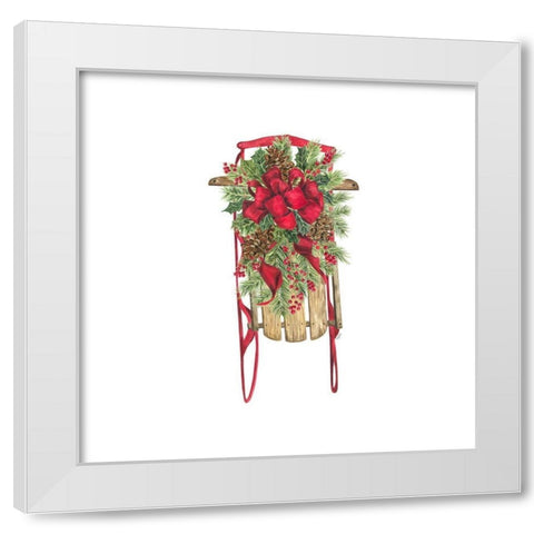 Home for the Holidays icon V-Christmas Sled White Modern Wood Framed Art Print by Reed, Tara