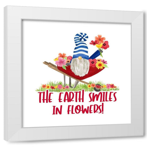 Gardening Gnomes Sentiment II-Earth Smiles White Modern Wood Framed Art Print by Reed, Tara