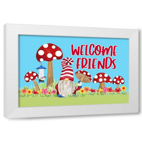 Gardening Gnomes landscape III-Welcome Friends White Modern Wood Framed Art Print by Reed, Tara