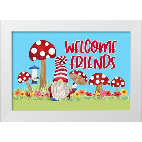 Gardening Gnomes landscape III-Welcome Friends White Modern Wood Framed Art Print by Reed, Tara