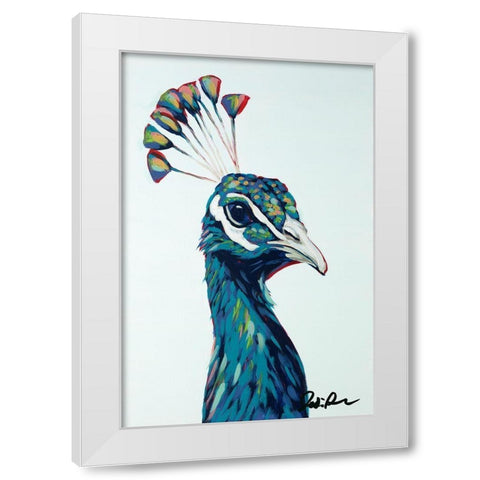 Pop Peacock I White Modern Wood Framed Art Print by Augustine, Jodi