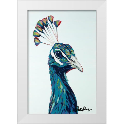 Pop Peacock I White Modern Wood Framed Art Print by Augustine, Jodi