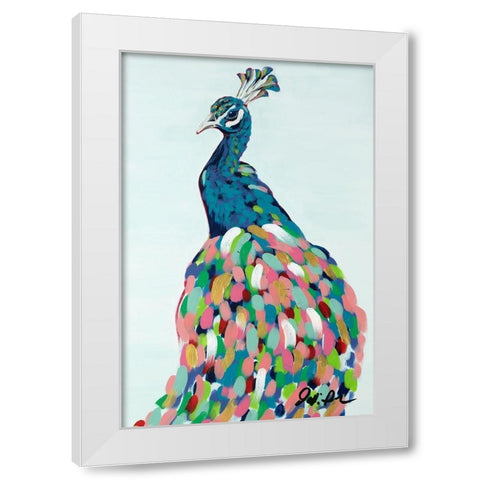 Pop Peacock II White Modern Wood Framed Art Print by Augustine, Jodi