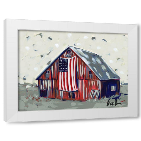 Farm Pop Barn I-Flag White Modern Wood Framed Art Print by Augustine, Jodi