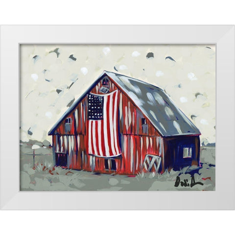Farm Pop Barn I-Flag White Modern Wood Framed Art Print by Augustine, Jodi