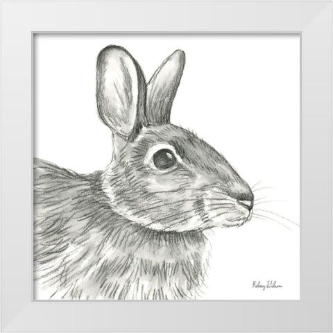 Watercolor Pencil Forest II-Rabbit White Modern Wood Framed Art Print by Wilson, Kelsey