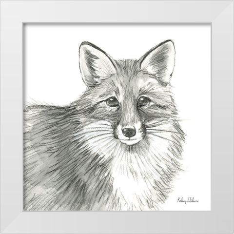 Watercolor Pencil Forest III-Fox White Modern Wood Framed Art Print by Wilson, Kelsey