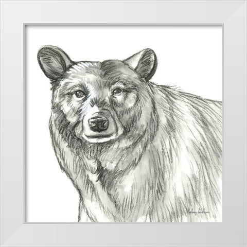 Watercolor Pencil Forest V-Bear White Modern Wood Framed Art Print by Wilson, Kelsey