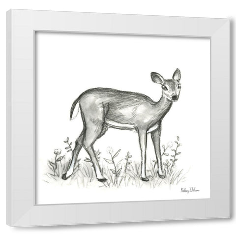 Watercolor Pencil Forest XII-Fawn 2 White Modern Wood Framed Art Print by Wilson, Kelsey
