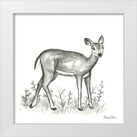 Watercolor Pencil Forest XII-Fawn 2 White Modern Wood Framed Art Print by Wilson, Kelsey