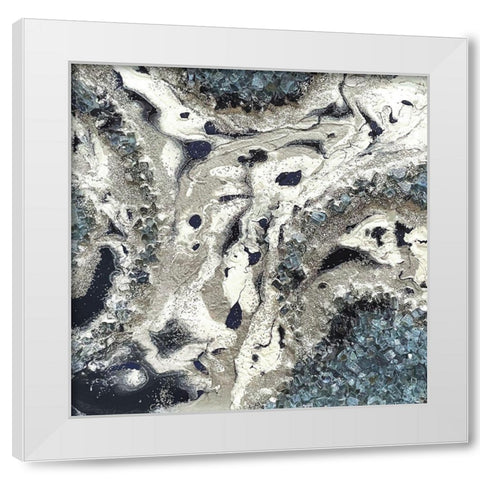 Blue Silver Marble I White Modern Wood Framed Art Print by Lee C