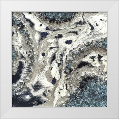 Blue Silver Marble I White Modern Wood Framed Art Print by Lee C