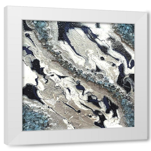 Blue Silver Marble II White Modern Wood Framed Art Print by Lee C