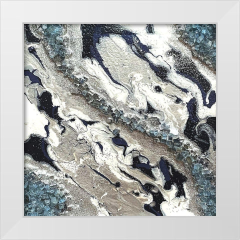 Blue Silver Marble II White Modern Wood Framed Art Print by Lee C