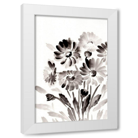 Simple Black Daisies White Modern Wood Framed Art Print by Chapman, Marcy