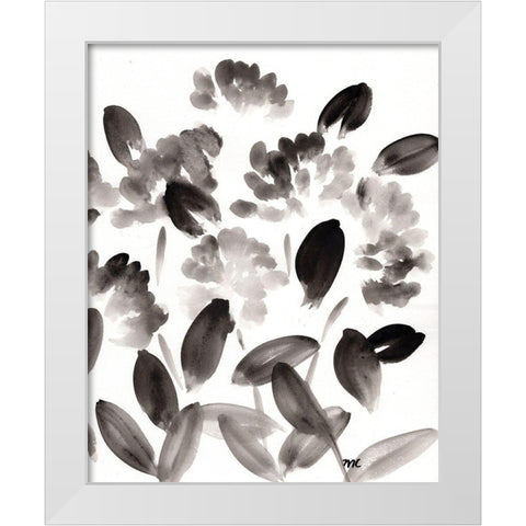 Simple Black Peonies I White Modern Wood Framed Art Print by Chapman, Marcy
