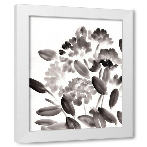 Simple Black Peonies II White Modern Wood Framed Art Print by Chapman, Marcy
