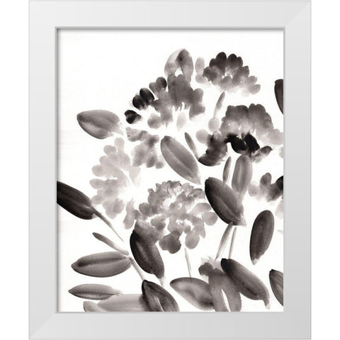 Simple Black Peonies II White Modern Wood Framed Art Print by Chapman, Marcy