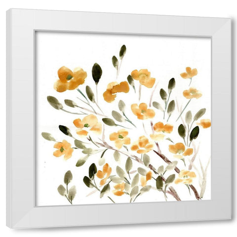 Sketchy Blossoms Yellow White Modern Wood Framed Art Print by Chapman, Marcy