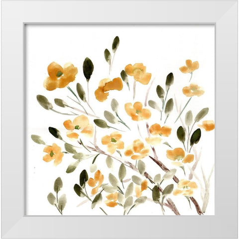 Sketchy Blossoms Yellow White Modern Wood Framed Art Print by Chapman, Marcy