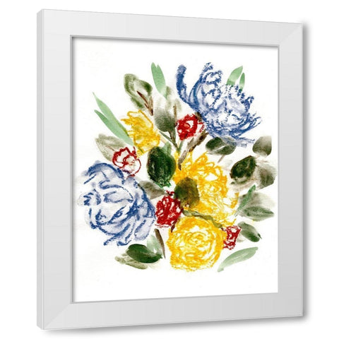 Chalky Blue And Yellow I White Modern Wood Framed Art Print by Chapman, Marcy