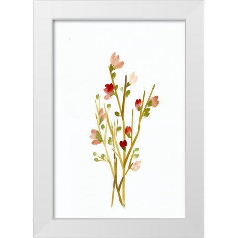 Golden Pink Blossoms White Modern Wood Framed Art Print by Chapman, Marcy