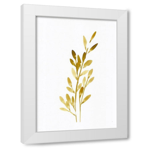 Pretty Golden Leaves White Modern Wood Framed Art Print by Chapman, Marcy