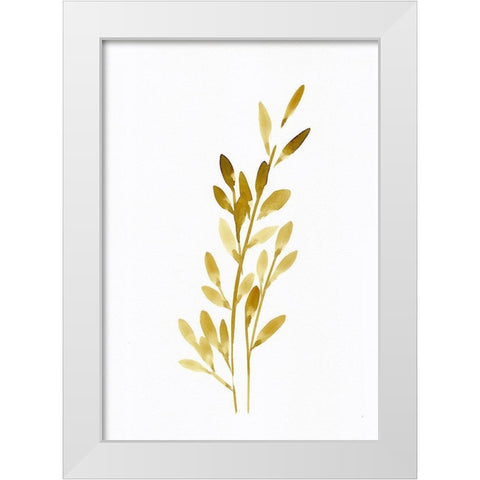 Pretty Golden Leaves White Modern Wood Framed Art Print by Chapman, Marcy