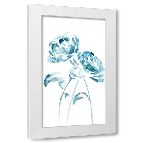 Blue Peonies I White Modern Wood Framed Art Print by Chapman, Marcy