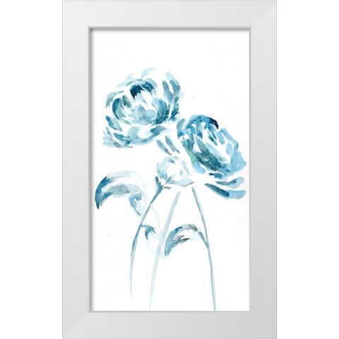 Blue Peonies I White Modern Wood Framed Art Print by Chapman, Marcy